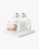 Feeding Bundle: M5 Smart Wearable Breast Pump and 120 Breastmilk Storage Bags and Nursing Bra YN21