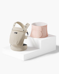 Momcare Bundle: PureHug Baby Carrier Khaki Color and Postpartum Petite Belly Band