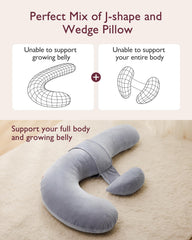 Original F Shaped Pregnancy Pillows with Adjustable Wedge Pillow