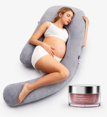 Pregnancy Comfort Bundle: Stretch Mark Cream, Pregnancy Pillow