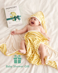 Momcozy Baby Hooded Towel - Lemon Leaves, 2-Pack