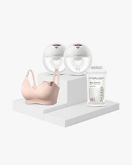 Feeding Bundle: M5 Smart Wearable Breast Pump and  120 Breastmilk Storage Bags and Nursing Bra YN21