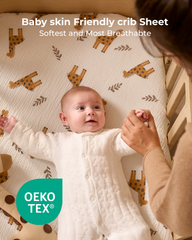 Momcozy Muslin Fitted Crib Sheets - 2 sizes - Bravery Giraffe