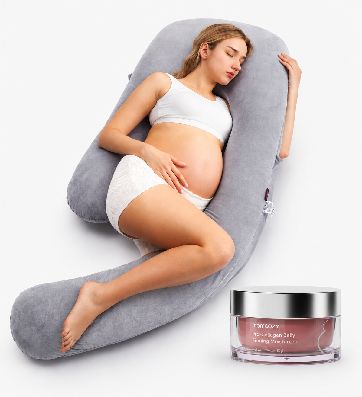 Pregnancy Comfort Bundle:  Stretch Mark Cream, Pregnancy Pillow
